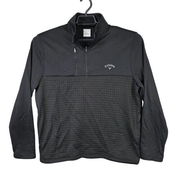 Mens Callaway Black 1/4 Zip Golf Pullover Shirt Long Sleeve Polyester Size M - Picture 1 of 8